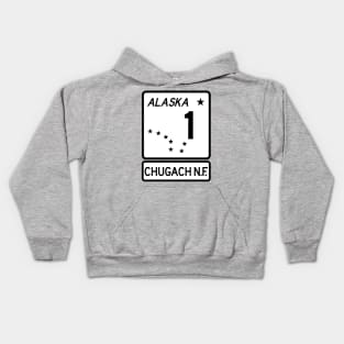 Alaska Highway Route 1 One Chugach National Forest AK Kids Hoodie